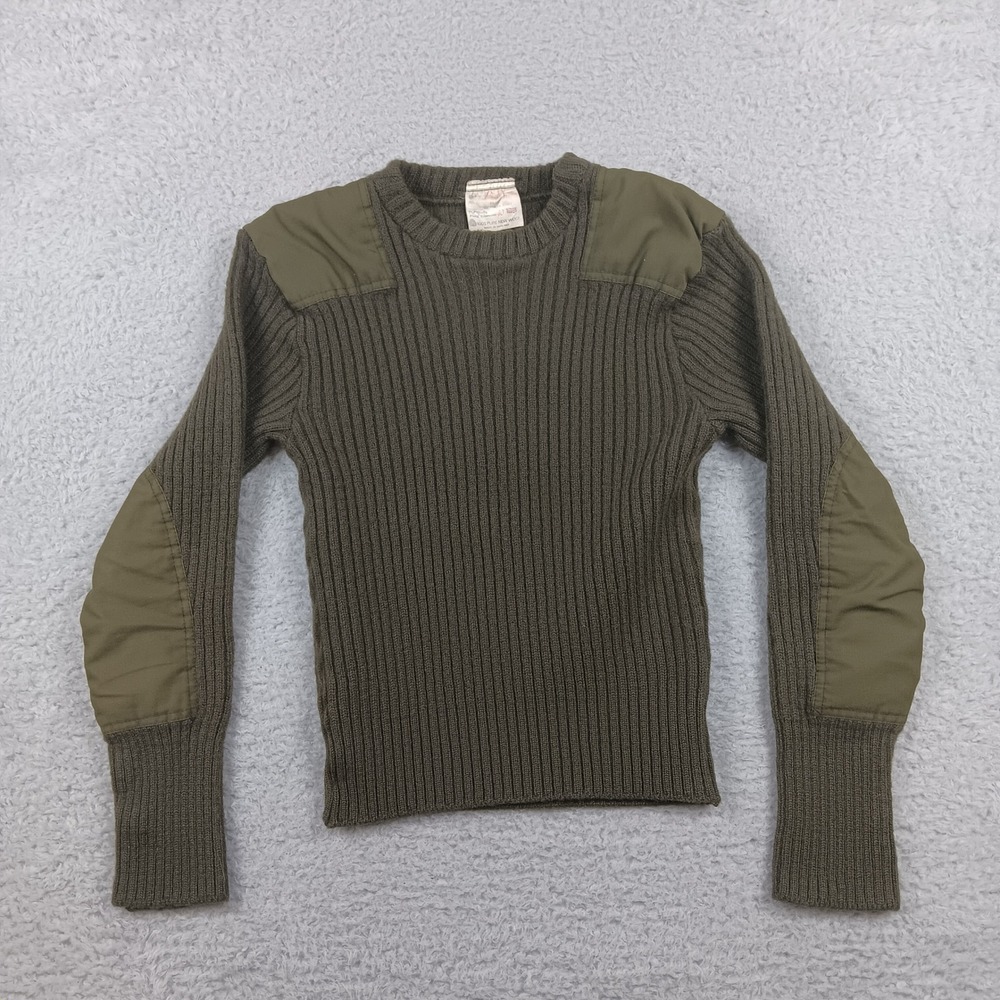 Brigade Quartermasters Sweater Woolly Pully Men 40 Olive Green Ribbed Commando